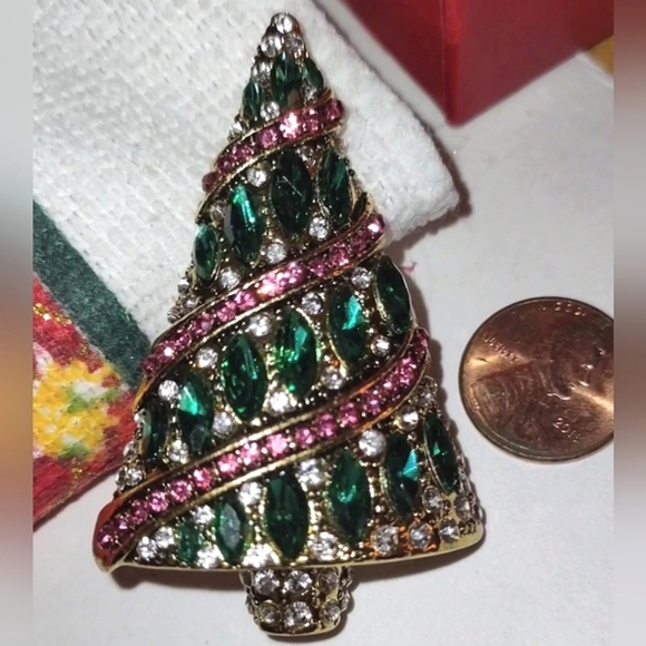 Jeweled Christmas Tree Brooch - Picture 8 of 13
